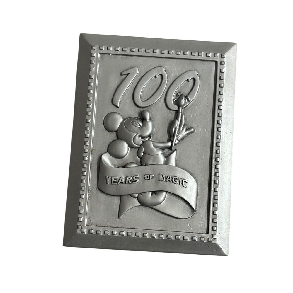 Walt Disney World 100 Years of Magic Mickey Mouse Pin Photo Frame Pewter Silver